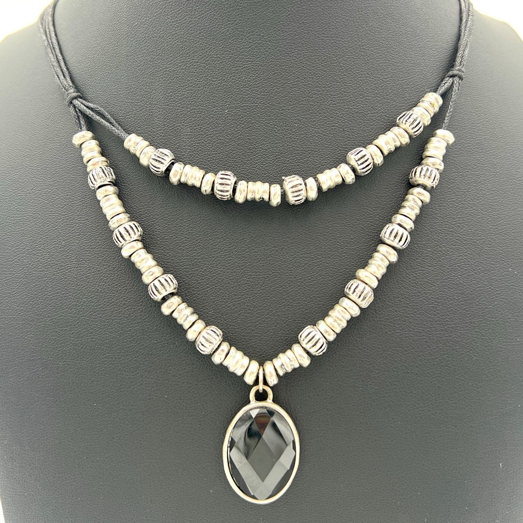 Karma Bella Silvertone And Glass Necklace